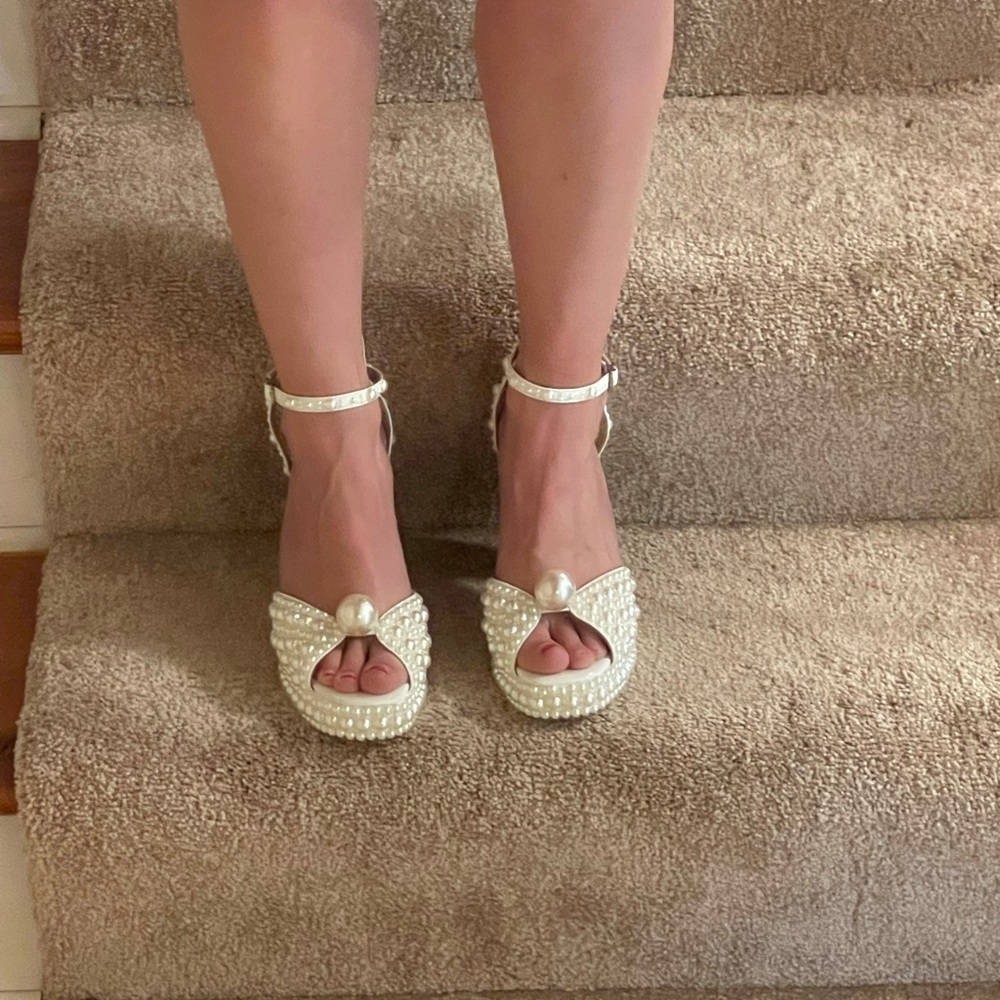 Pearl Platform Heels Wedding Shoes